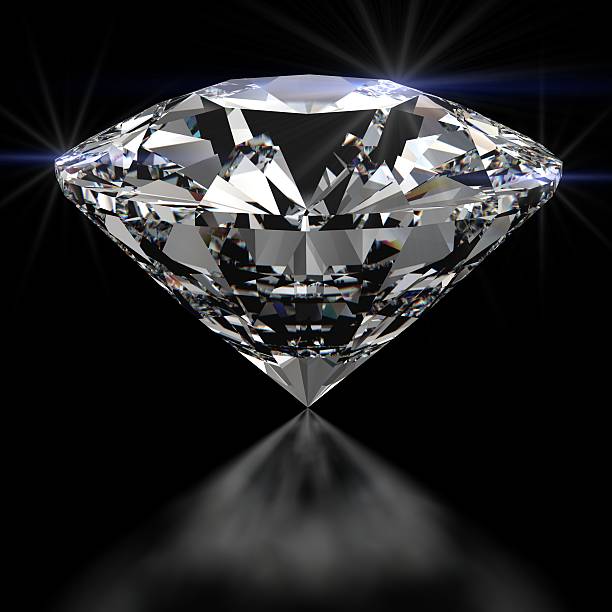 Sparkling Diamond A beautiful sparkling diamond on a dark reflective surface. High quality 3d render with HDRI lighting and ray traced textures. diamond shaped stock pictures, royalty-free photos & images