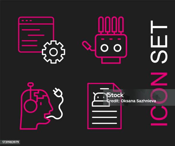 Technical Specification Computer Icon Set Line Technical Specification Robot Charging Battery Mechanical ...