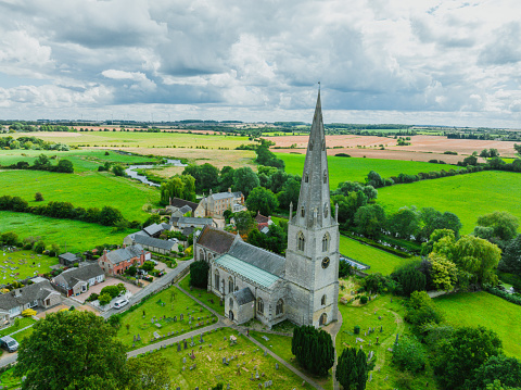 Drone view of on the England village of Olney