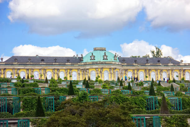 Potstdam, Germany - September 14, 2023: SanSouci park. Stairs and gardens of the legendary SanSussi park, residence of Frederick the Great