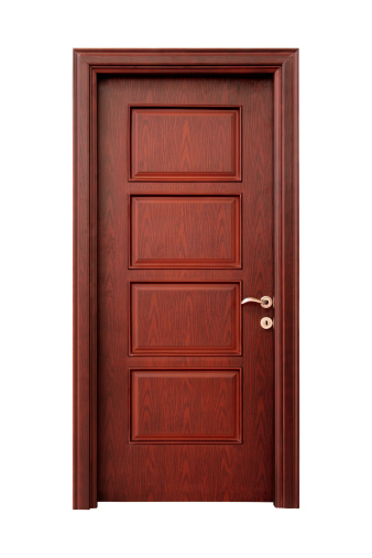 Wooden Interior Door Isolated On White with Clipping Path.