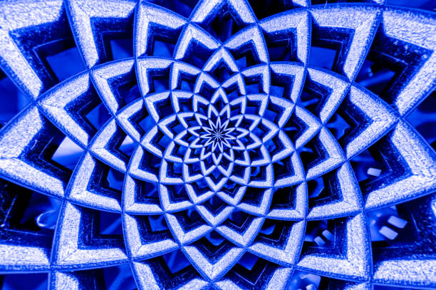 Spherical Spiral Panorama background image for text clipping mask for graphic design in blue and purple.