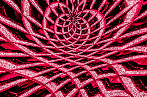 Spherical Spiral Panorama background image for text clipping mask for graphic design in red, pink and black.