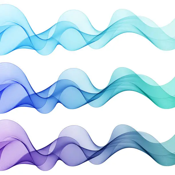 Vector illustration of Set of blue abstract wave design element. eps 10
