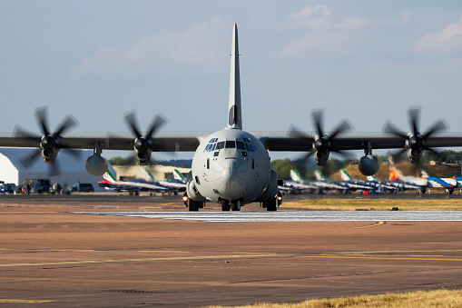 Airbus A400M military transport aircraft from Luxembourg armed forces at Brussel airport, may 2023, belgium