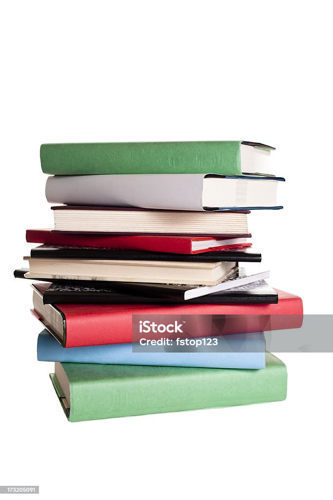 Les voyageurs d'affaires et de l'éducation: Pile de livres sur fond blanc - Photo de Bleu libre de droits