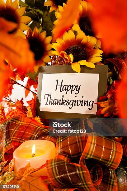 Happy Thanksgiving Still Life Stock Photo - Download Image Now - American Culture, Autumn, Brown