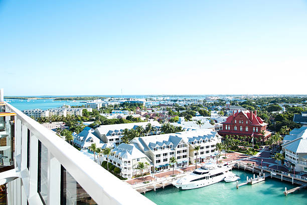 Beautiful aerial view of Key West, its magnificent beach and town in Florida USA
