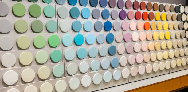 Paint colour palette on display in a store..