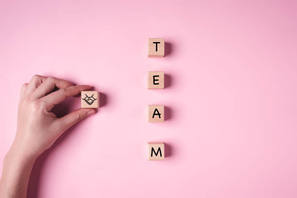 istock TEAM text on wooden block, Work collaboration for achieving goal and successful business, Human resource management, People with teamwork 1732081518