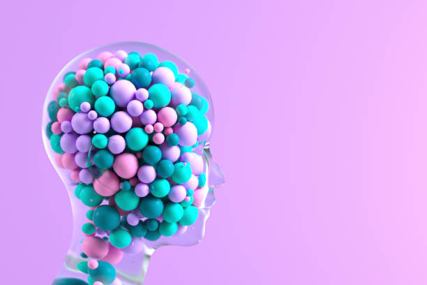 istock Artificial intelligence concept, geometric shapes in glass head 1732082591