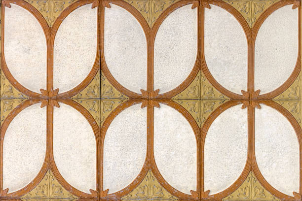 istock Closeup beautiful Art Deco outdoor ceiling, background with copy space 1732088103