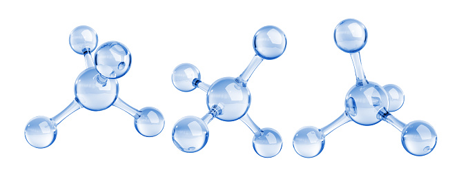 Model of a glass methane molecule. Abstract molecular shape isolated on white background. Clipping path included, 3d