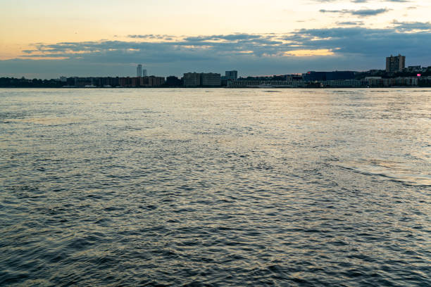 New York, NY, USA - October 2, 2023: View of the Hudson River from Pier 84 in Manhattan
