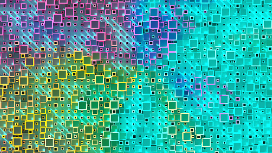 Square shapes background, big data, artificial intelligence concept. Digitally generated image.