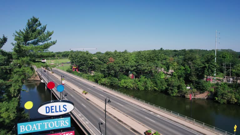 Sign and Highway in the Wisconsin Dells, WI