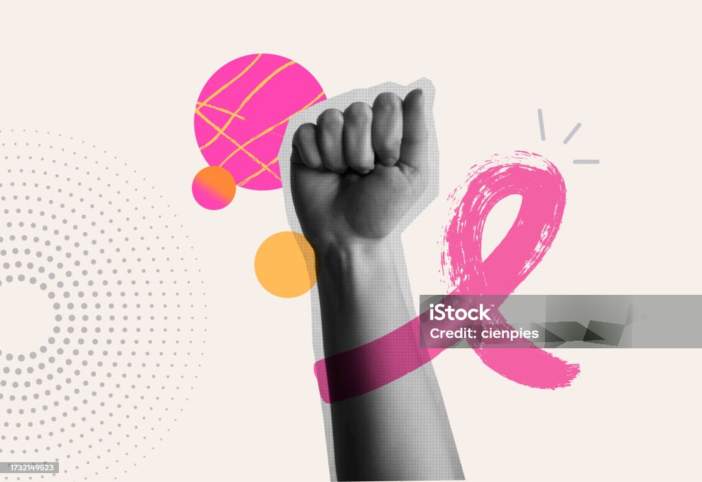 Breast cancer awareness pink ribbon and hand fist up retro collage illustration Breast Cancer awareness month card illustration. Pink ribbon and hand fist up power in retro collage craft style. Design concept for disease prevention or october support campaign. Breast Cancer Awareness stock vector Breast cancer awareness pink ribbon and hand fist up retro collage illustration Breast Cancer awareness month card illustration. Pink ribbon and hand fist up power in retro collage craft style. Design concept for disease prevention or october support campaign. Breast Cancer Awareness stock vector