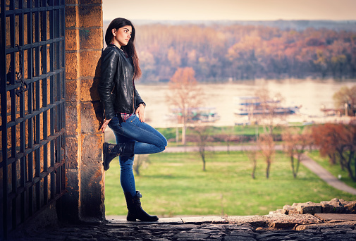 Beautiful autumn portraits of a teenage girl