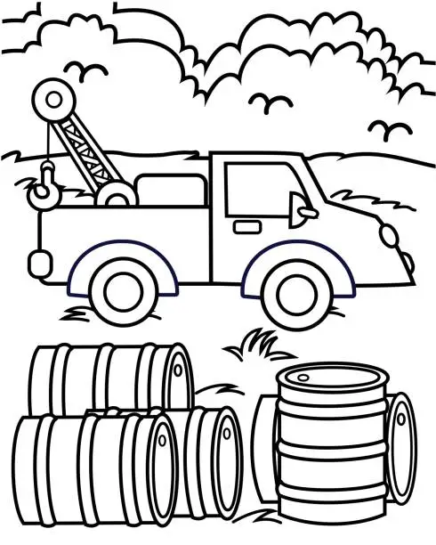 Vector illustration of Pickup truck coloring page for kids