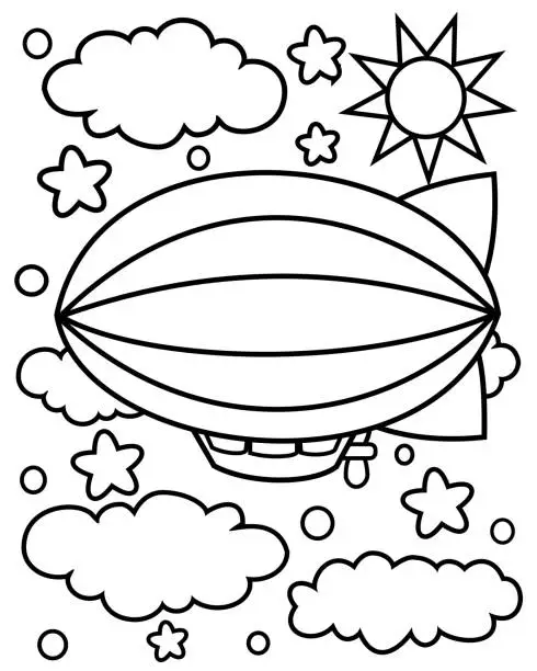 Vector illustration of Zeppelin coloring page for kids