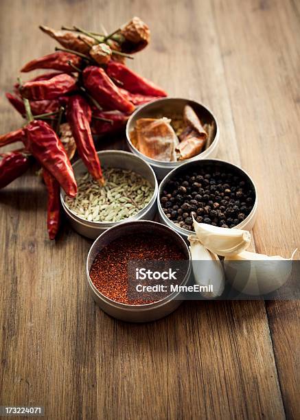 Przyprawy Chili - zdjęcia stockowe i więcej obrazów Chili w proszku - Chili w proszku, Drewno - Tworzywo, Fenkuł