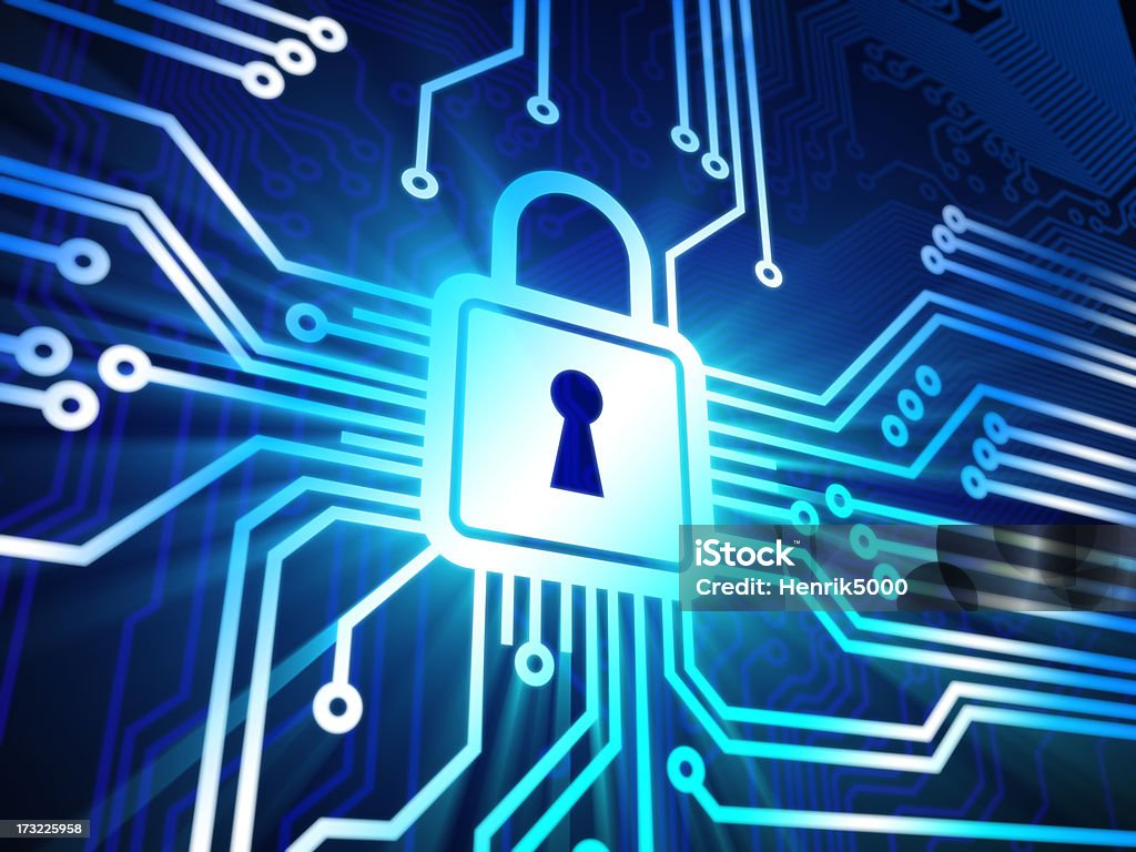 Cyber concepto de seguridad con bloqueo - Foto de stock de Internet libre de derechos