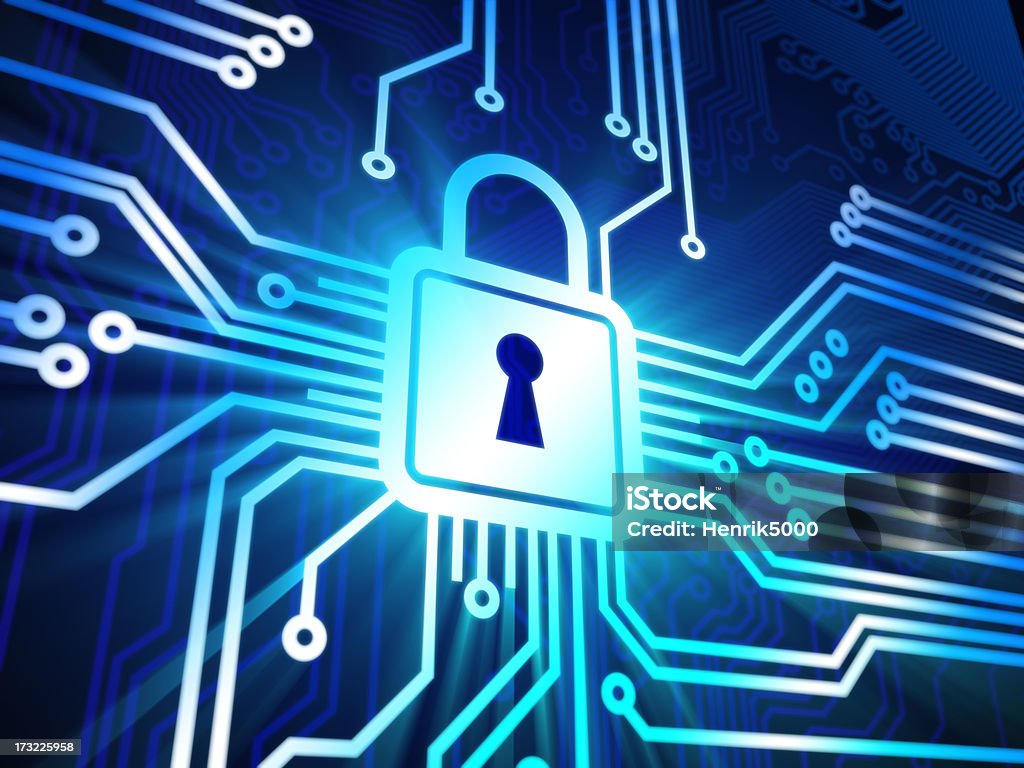 Cyber concetto di sicurezza con serratura - Foto stock royalty-free di Internet