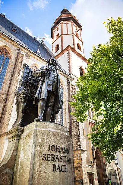 Memorial of the famous german componist Johann Sebastian Bach infront of St. Thomas Church in Leipzig, Germany.