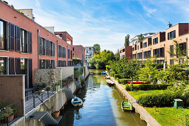 Modern town houses in Leipzig, Germany. HDR shot.