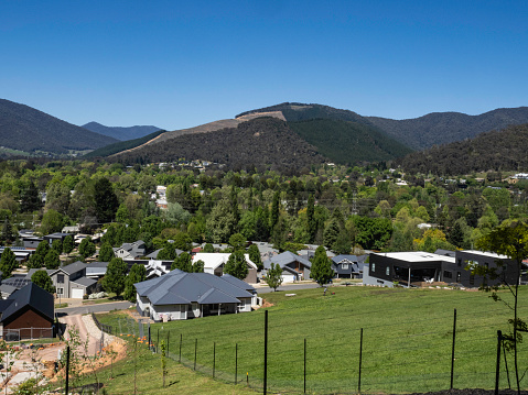 Houses in the township of Bright in the Victorian High Country