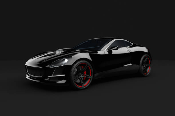 istock Black sport car on dark background 173226691