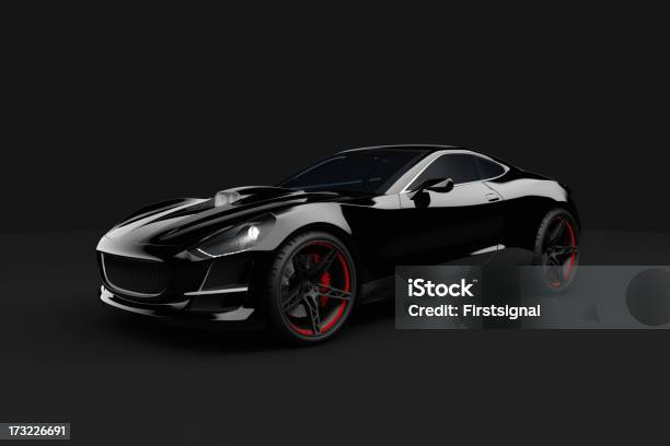 Black Sport Car On Dark Background Stock Photo - Download Image Now - Backgrounds, Concept Car, Sports Car