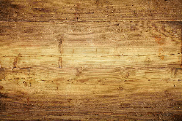 istock Overhead view of old light brown wooden table 173226742