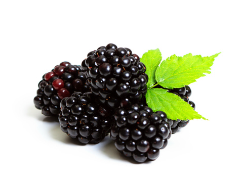 Blackberries With Leaf On White