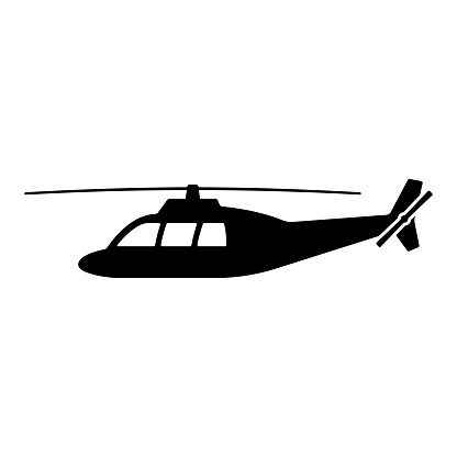 Helicopter icon. Black silhouette. Side view. Vector simple flat graphic illustration. Isolated object on a white background. Isolate.