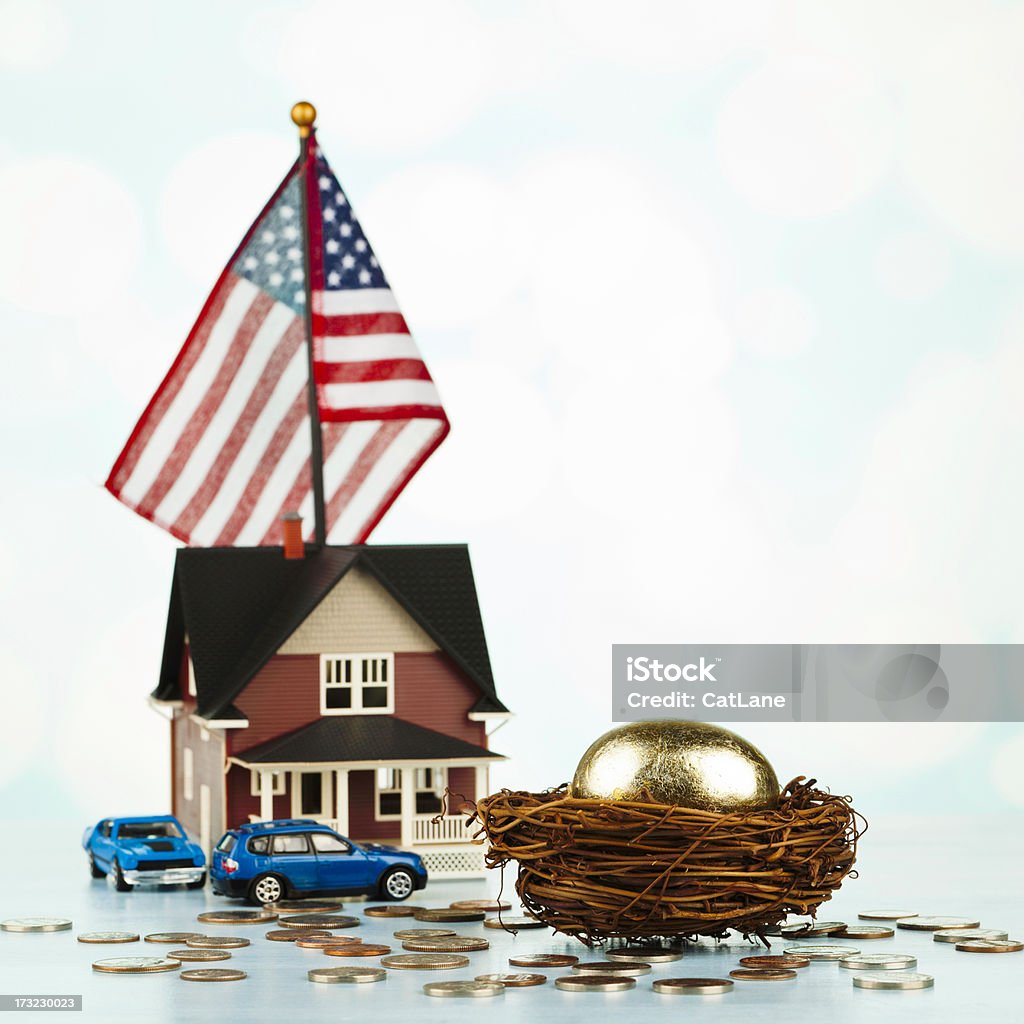 Sparangebot für die American Dream - Lizenzfrei Amerikanische Flagge Stock-Foto