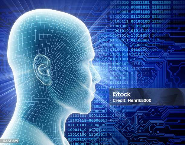 Człowiek Z Hitech Cyber Theme - zdjęcia stockowe i więcej obrazów Pobierać - Pobierać, Wolność, Ludzki mózg