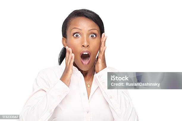 Terrified Young Woman Customer Stock Photo - Download Image Now - Fear, One Woman Only, Women