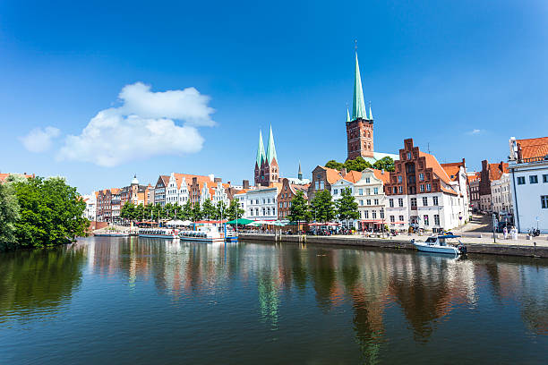 skyline von lübeck - cloud cloudscape sea north sea stock-fotos und bilder