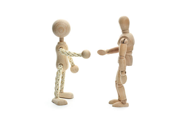Dont be afraid of enemys - Wooden Mannequin and Alien. Concept for Mediation, teamwork, new member, enemys, Aliens, racial problems... Be creative too :)