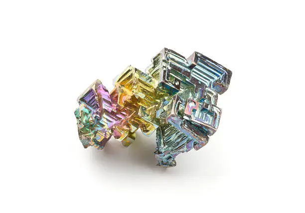 Collection of some pure chemical elements with 99,9% clarity. Here shown Bismuth in crystal form. 