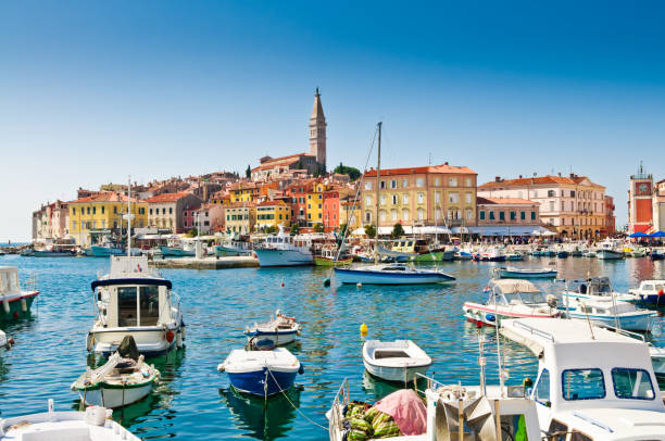 Old town, Rovinj Harbor, Croatia Old town, harbor, Rovinj, Croatia. old port photos stock pictures, royalty-free photos & images
