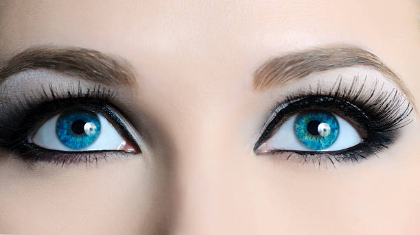 istock View of female blue eyes with long lashes 173234976