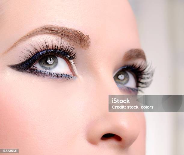 Blue Eyes Stock Photo - Download Image Now - False Eyelash, Eyeliner, Blue