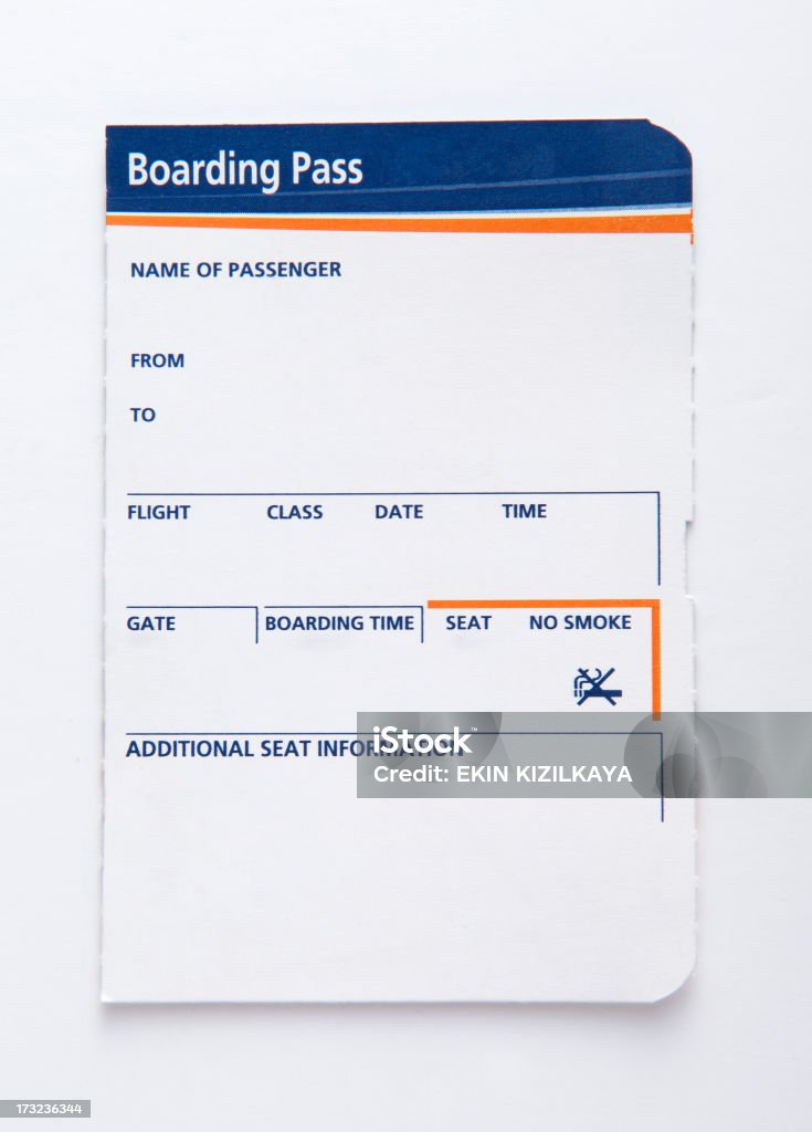 Blank blue and orange boarding pass Blank boarding pass Airplane Ticket Stock Photo