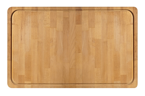 wide Wooden cutting board isolated on white background.