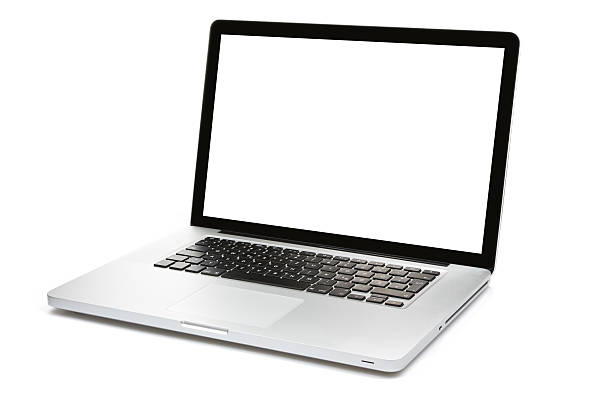 Computador portátil isolado no branco - fotografia de stock