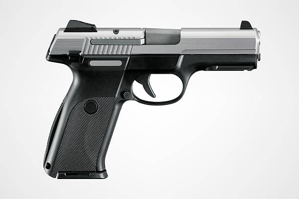 gun mit clipping path - color image photography nobody studio shot stock-fotos und bilder