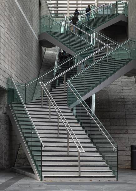 View of an external zigzag modern staircase.