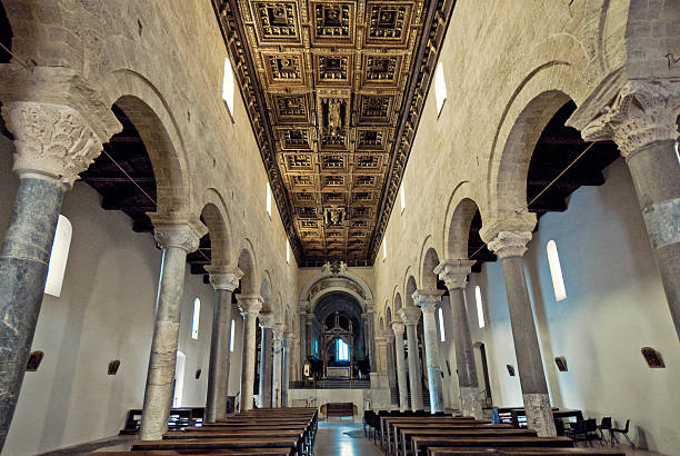 Cathedral of San Cataldo, main 'navata' The cathedral of San Cataldo is a church of Taranto, Italy, initially dedicated to St. Mary Magdalene. It was built by the Byzantines in the second half of the tenth century, during the reconstruction of the city the Emperor Nicephorus II Phocas ordered. taranto stock pictures, royalty-free photos & images